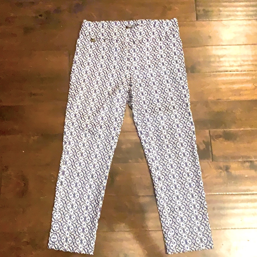 Form Fitting Lisette Blue and White Pants